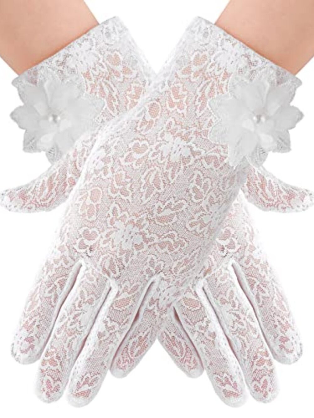 Women's Lace Floral Gloves - Tea Party, Bridal & Wedding Gloves for Opera